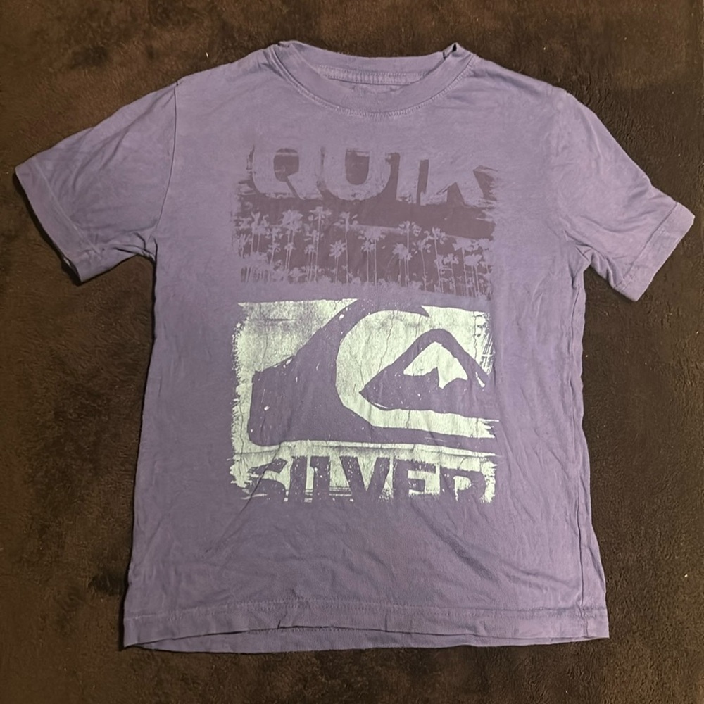 Quiksilver Boys Purple Graphic Print Shortβ Sleeve Cotton T-Shirt Small